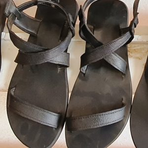 Black Leather Comfort Sandals