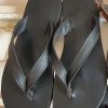 Black Simple Leather Comfort Slippers