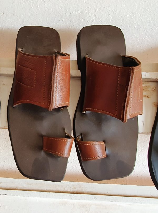Men Brown Leather Comfort Sandals